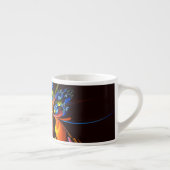 Blauw Sinaasappel Bloemen Modern Abstract Kunstpat Espresso Kop (Rechts)
