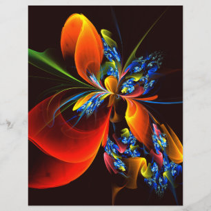 Blauw Sinaasappel Bloemen Modern Abstract Kunstpat Flyer