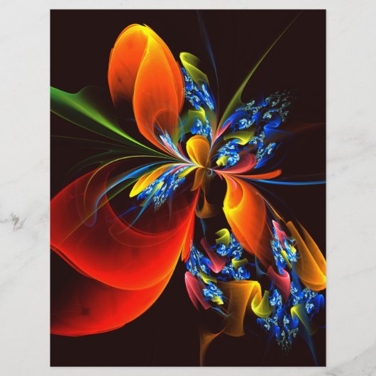 Blauw Sinaasappel Bloemen Modern Abstract Kunstpat Flyer (Voorkant)