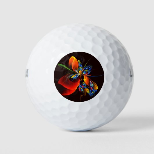 Blauw Sinaasappel Bloemen Modern Abstract Kunstpat Golfballen (Voorkant)