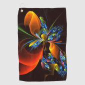 Blauw Sinaasappel Bloemen Modern Abstract Kunstpat Golfhanddoek (Voorkant)