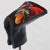Blauw Sinaasappel Bloemen Modern Abstract Kunstpat Golfheadcover (3/4 voorkant)
