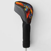 Blauw Sinaasappel Bloemen Modern Abstract Kunstpat Golfheadcover (Schuin)