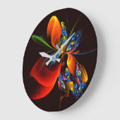 Blauw Sinaasappel Bloemen Modern Abstract Kunstpat Grote Klok (Hoek)