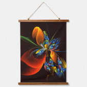 Blauw Sinaasappel Bloemen Modern Abstract Kunstpat Hangend Wandkleed (Voorkant)