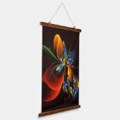 Blauw Sinaasappel Bloemen Modern Abstract Kunstpat Hangend Wandkleed (Gebogen)