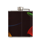 Blauw Sinaasappel Bloemen Modern Abstract Kunstpat Heupfles (Achterkant)