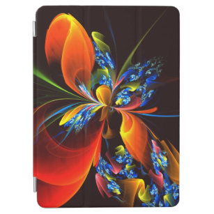 Blauw Sinaasappel Bloemen Modern Abstract Kunstpat iPad Air Cover