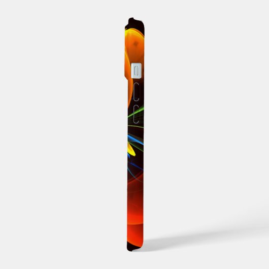 Blauw Sinaasappel Bloemen Modern Abstract Kunstpat iPhone 15 Case (Linkerkant)