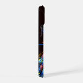 Blauw Sinaasappel Bloemen Modern Abstract Kunstpat iPhone 15 Case (Rechterkant)