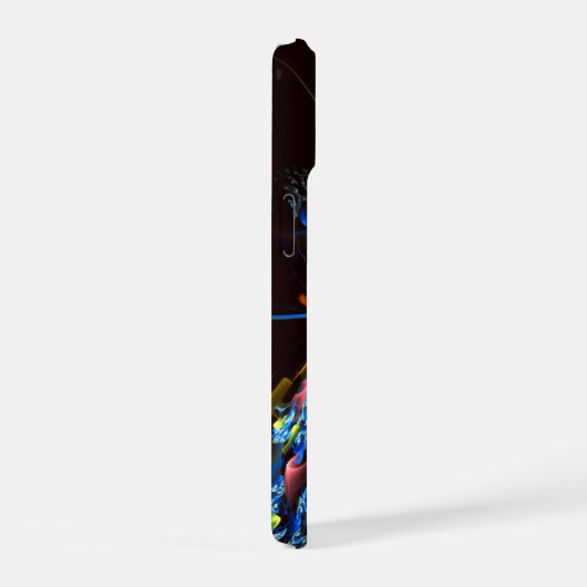 Blauw Sinaasappel Bloemen Modern Abstract Kunstpat iPhone 15 Case (Rechterkant)