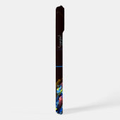 Blauw Sinaasappel Bloemen Modern Abstract Kunstpat iPhone Hoesje (Rechterkant)