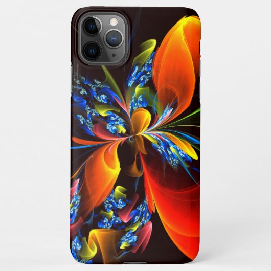 Blauw Sinaasappel Bloemen Modern Abstract Kunstpat iPhone Hoesje (Achterkant)