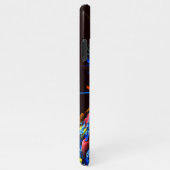 Blauw Sinaasappel Bloemen Modern Abstract Kunstpat iPhone Hoesje (Rechterkant)