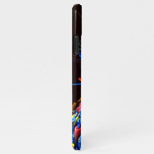 Blauw Sinaasappel Bloemen Modern Abstract Kunstpat iPhone Hoesje (Rechterkant)