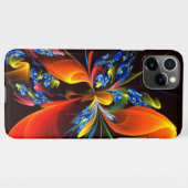 Blauw Sinaasappel Bloemen Modern Abstract Kunstpat iPhone Hoesje (Achterkant horizontaal)