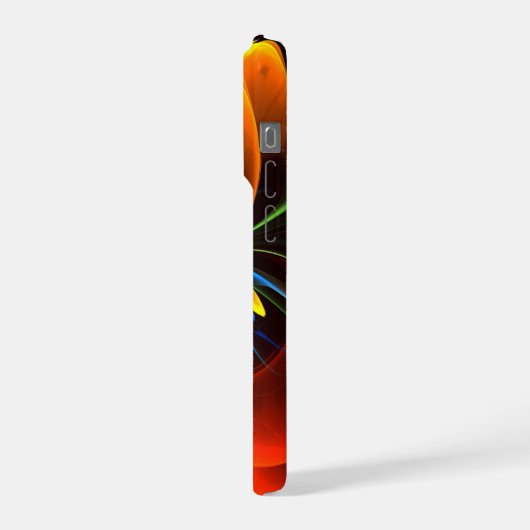 Blauw Sinaasappel Bloemen Modern Abstract Kunstpat iPhone Hoesje (Linkerkant)