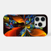 Blauw Sinaasappel Bloemen Modern Abstract Kunstpat iPhone Hoesje (Achterkant horizontaal)