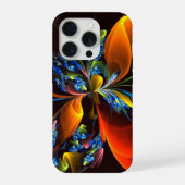 Blauw Sinaasappel Bloemen Modern Abstract Kunstpat iPhone Hoesje (Achterkant)