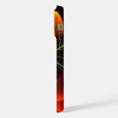 Blauw Sinaasappel Bloemen Modern Abstract Kunstpat iPhone Hoesje (Linkerkant)