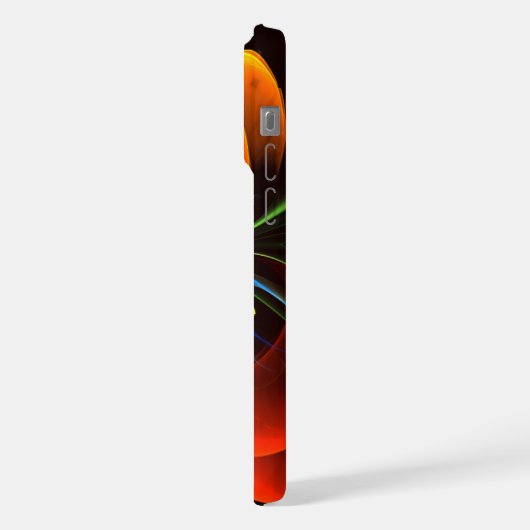 Blauw Sinaasappel Bloemen Modern Abstract Kunstpat iPhone Hoesje (Linkerkant)