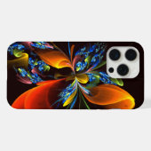 Blauw Sinaasappel Bloemen Modern Abstract Kunstpat iPhone Hoesje (Achterkant horizontaal)