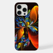 Blauw Sinaasappel Bloemen Modern Abstract Kunstpat iPhone Hoesje (Achterkant)
