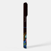 Blauw Sinaasappel Bloemen Modern Abstract Kunstpat iPhone Hoesje (Rechterkant)