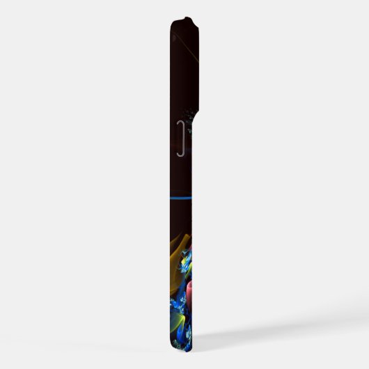 Blauw Sinaasappel Bloemen Modern Abstract Kunstpat iPhone Hoesje (Rechterkant)