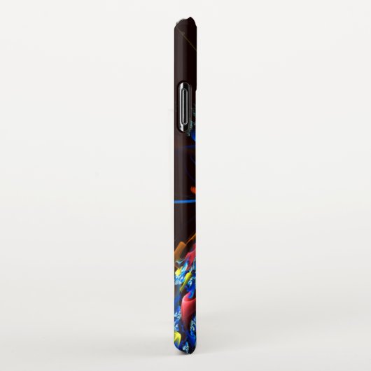 Blauw Sinaasappel Bloemen Modern Abstract Kunstpat iPhone Hoesje (Rechterkant)