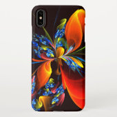 Blauw Sinaasappel Bloemen Modern Abstract Kunstpat iPhone Hoesje (Achterkant)