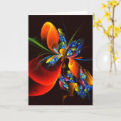 Blauw Sinaasappel Bloemen Modern Abstract Kunstpat Kaart (Gele Bloem)