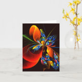 Blauw Sinaasappel Bloemen Modern Abstract Kunstpat Kaart (Gele Bloem)