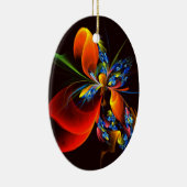 Blauw Sinaasappel Bloemen Modern Abstract Kunstpat Keramisch Ornament (Rechts)