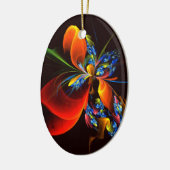 Blauw Sinaasappel Bloemen Modern Abstract Kunstpat Keramisch Ornament (Links)