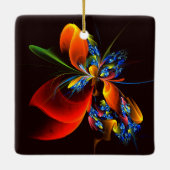 Blauw Sinaasappel Bloemen Modern Abstract Kunstpat Keramisch Ornament (Achterkant)
