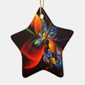 Blauw Sinaasappel Bloemen Modern Abstract Kunstpat Keramisch Ornament (Links)