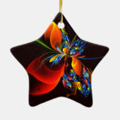 Blauw Sinaasappel Bloemen Modern Abstract Kunstpat Keramisch Ornament (Achterkant)