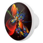 Blauw Sinaasappel Bloemen Modern Abstract Kunstpat Keramische Knop (Rechts)