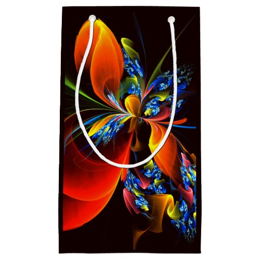 Blauw Sinaasappel Bloemen Modern Abstract Kunstpat Klein Cadeauzakje (Voorkant)