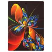 Blauw Sinaasappel Bloemen Modern Abstract Kunstpat Klembord (Achterkant)