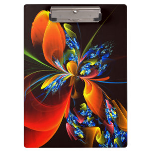 Blauw Sinaasappel Bloemen Modern Abstract Kunstpat Klembord