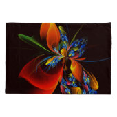 Blauw Sinaasappel Bloemen Modern Abstract Kunstpat Kussensloop (Achterkant)