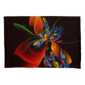 Blauw Sinaasappel Bloemen Modern Abstract Kunstpat Kussensloop (Voorkant)