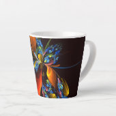 Blauw Sinaasappel Bloemen Modern Abstract Kunstpat Latte Mok (Rechterhoek)