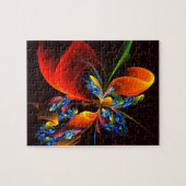 Blauw Sinaasappel Bloemen Modern Abstract Kunstpat Legpuzzel (Horizontaal)