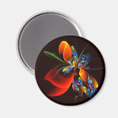 Blauw Sinaasappel Bloemen Modern Abstract Kunstpat Magneet (Voorkant / Achterkant)