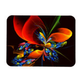 Blauw Sinaasappel Bloemen Modern Abstract Kunstpat Magneet (Horizontaal)