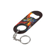 Blauw Sinaasappel Bloemen Modern Abstract Kunstpat Mini Flessenopener (Achterkant Gekanteld)