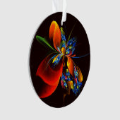 Blauw Sinaasappel Bloemen Modern Abstract Kunstpat Ornament (voorkant)
